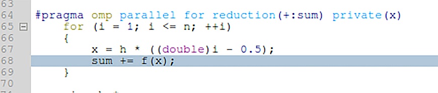 add a pragma to parallelize the “for” loop on line 68